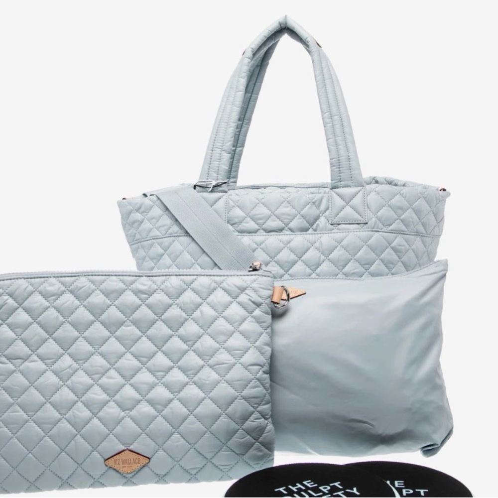 NWT 😍🩵 MZ Wallace Quilted Ice Blue Tote Bag - Medium - Picture 9 of 10